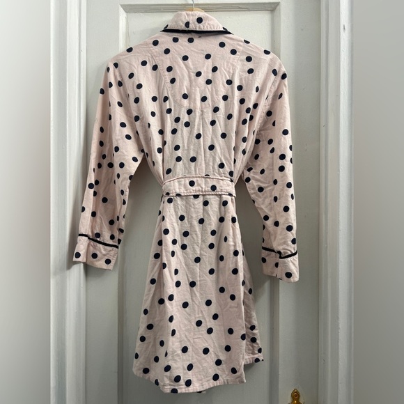 Kate Spade Dream a Little Dream Collection Pink Polka Dot Flannel Robe, M - Picture 2 of 7